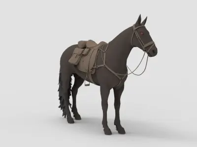 Horse with saddle 3D model