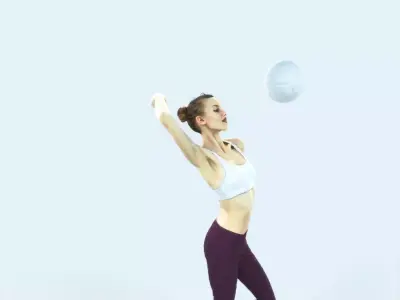 Beauty 17J Jumping Smashing Sports Volleyball Woman Low-poly 3D model