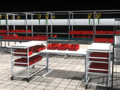 Assembly Line in Electronics Components Manufacturing 3D model