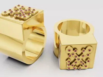 square gold ring 3D printable model   3D print model