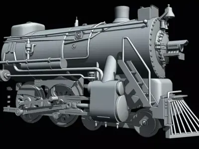 4-8-4 Old 1900s Steam Train Free 3D model
