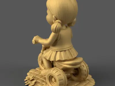 Cute Kid on Bike 3D STL File for Print 3D print model
