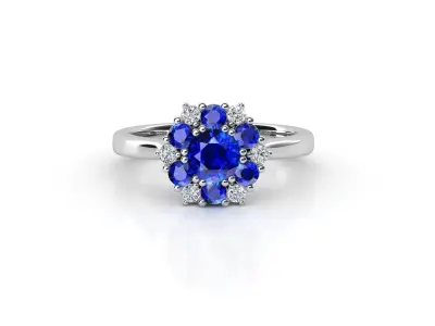 ZDR0011 sapphire and diamond ring 3D print model