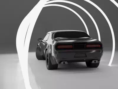 Dodge Challenger 3D Model Low Poly Game Ready PBR UV Low-poly 3D model