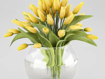 Bouquet of yellow tulips  3D model