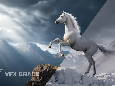 Horse White UE Character Asset 3D model