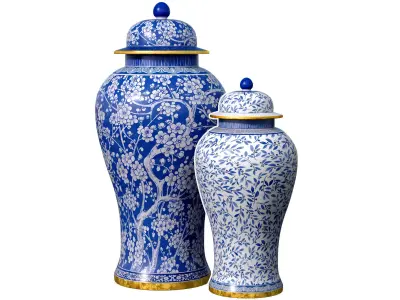 Decorative floor porcelain vase flowerpot pot urn jar Chinese  3D model