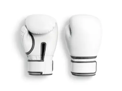 White Leather Boxing Gloves - sparring kickboxing equipment 3D model