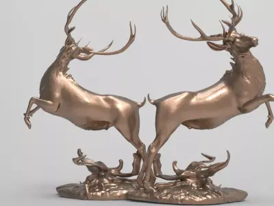 Sculpted Santas deers  3D model