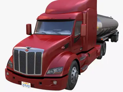 Peterbilt 579 fuel trailer Low-poly 3D model
