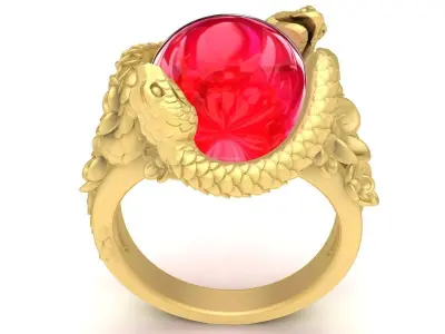 Luxury Dragon Oval Gemstone Ring for Men 3D Jewelry Model 3769 3D print model