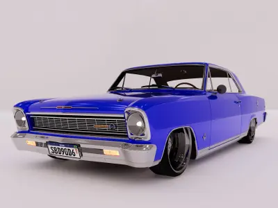 Car Chevrolet Nova 1966 HQ 3D model Low-poly 3D model