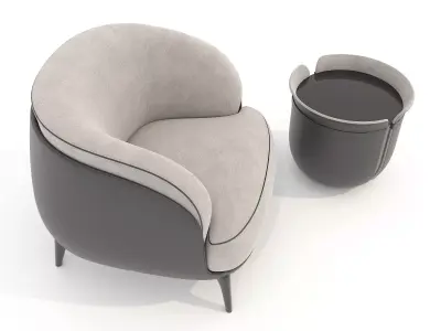 Modern Coffee Table and Armchair Set 75 3D model