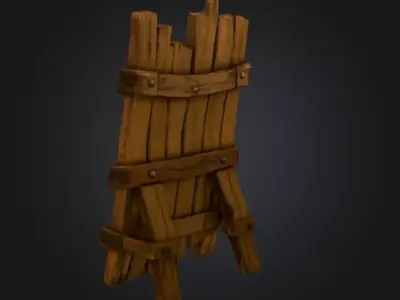 Weathered Wooden Palisade Low-poly 3D model