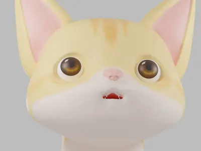 3D Cute Yellow Cat 3D model