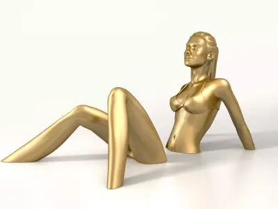 Sunbath Girl Sculpture Low-poly 3D model