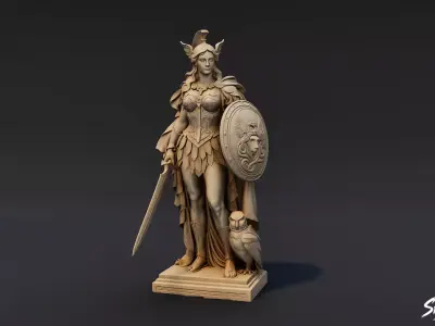 Athena Statue Low-poly 3D model