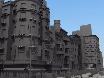 City Street Scene Populated 3D model