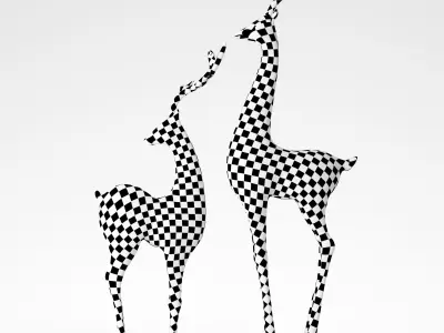 Deer-statue-silver-cooper silver deer figurines 3D model