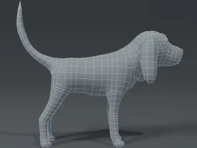 Cartoon Dog Hound Base Mesh 3D Model Low-poly 3D model