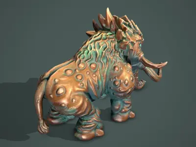 Statue mammoth Low-poly 3D model