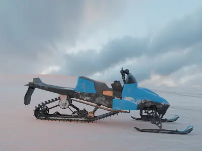 Realistic Snowmobile Clean and Snowy Textures 3D model