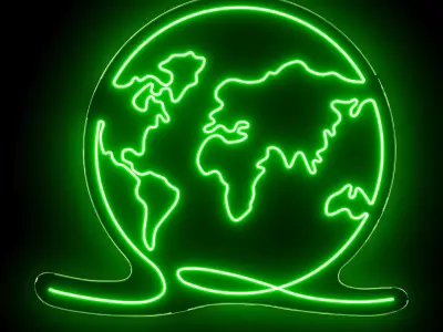 World Map Neon Sign 3D model buy