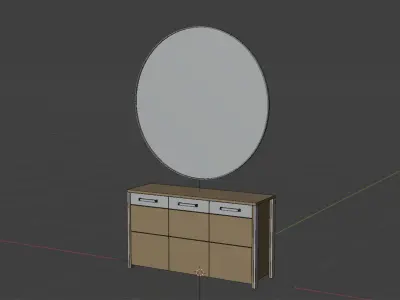 Round Mirror and Sideboard 1303 3D model