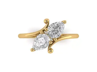 Two stone Ring two pear stone ring 3D print model