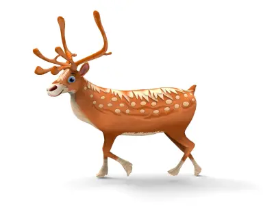 Cartoon Toon Reindeer Rigged and Animated  Low-poly 3D model