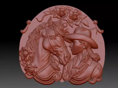 Horse and Woman 3D print model