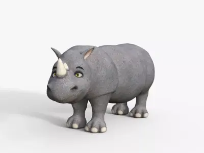 Cartoon Rhino Rigged 3D model