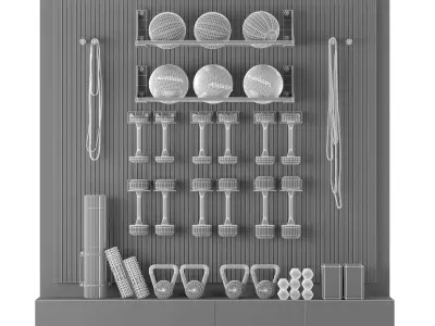 Home Gym Yoga Fitness Decoration Set 048 3D model