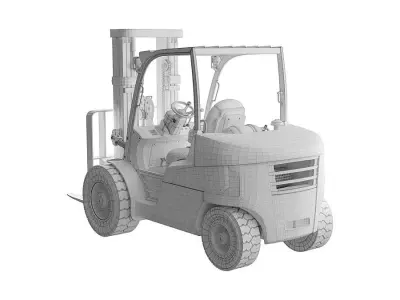 Cat Forklift Manual Loader and Carts Kit BLENDER 3D Model Cycles 3D model