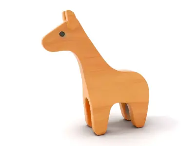 Wooden Giraffe Toy D Model Pack Low-poly 3D model