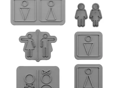 Restroom Toilet WC Neon Signs 3D model