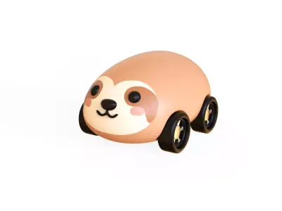Cartoon Sloth Car Cute  Low-poly 3D model