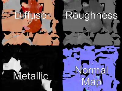 Glamorous Redhead Female Character Model Rigged and Animated Low-poly 3D model