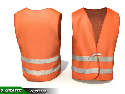 Worker Vest Orange Safety Vest Lowpoly 3d model Low-poly 3D model