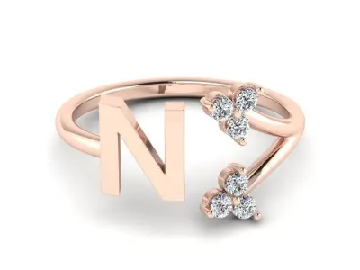 Jewelry Alphabet Ring N with Diamonds  3D print model