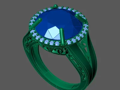 Womens Rings With Stone Ring Ready STL 3DM Models Rings women 3D print model 30