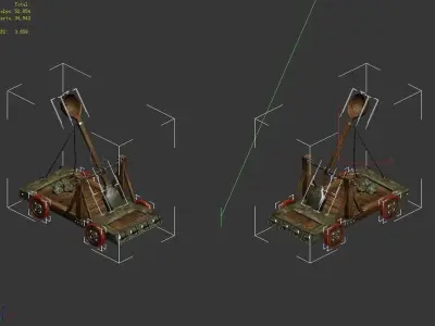 Game Siege Weapons - Catapult 03 3D model