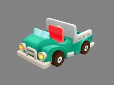 Cartoon green truck toy Low-poly 3D model