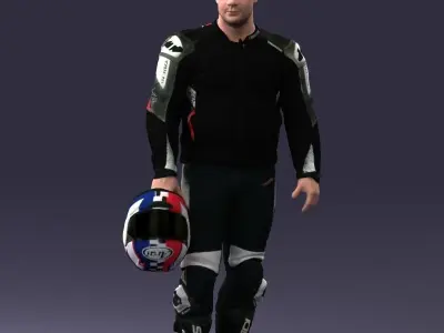 000420 Realistic Man Character in Racing Suit Helmet 3dp 3D print model