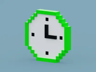 Voxel Green Clock Low-poly 3D model