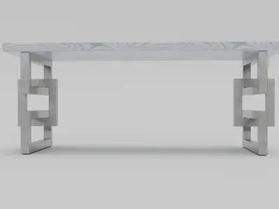 Modern Geometric Metal-Leg Dining Table  Light Wood Finish Free low-poly 3D model