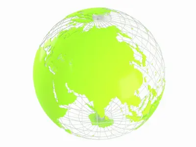 Globe News Skeleton Green Yellow Color 3D model