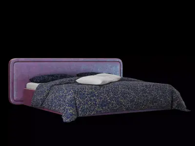  Bed with pillows and blanket 4 models of bed set 7 3D Model Collection