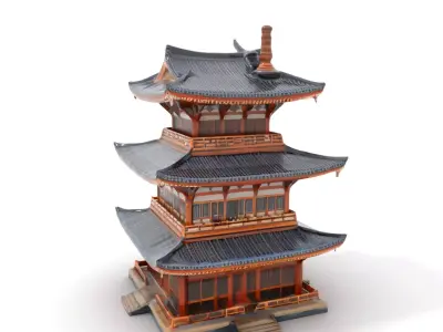 Elegant Pagoda Architecture model pack Low-poly 3D model
