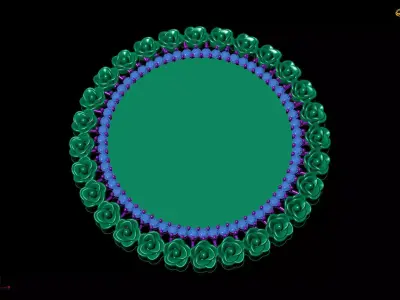 Rose Frame Pendant  Diamond Circle Floral Design Gold 3D print model